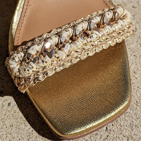 SARTO by Franco Sarto wrap ankle strap woven metallic wedge heel sandal 6 - Picture 4 of 10